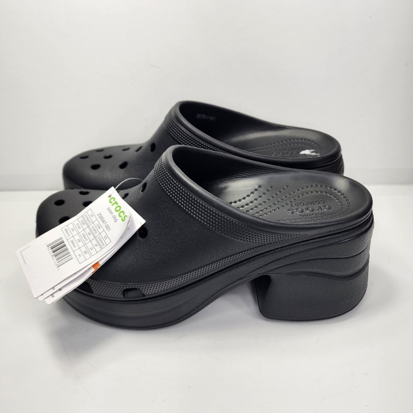 Crocs Siren Clogs High Unisex Heels Platform Slippers Men's 10 Women' 12 Black - Picture 7 of 13